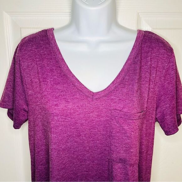 Yelete Criss Cross Back TShirt Dress Swing Athletic VNeck Purple S - Picture 3 of 8